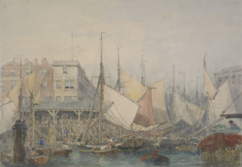 Old Billingsgate by George Henry Andrews, impressionism, architecture