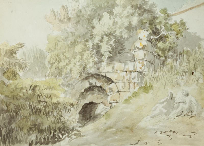 Landscape with ruins, oil on canvas by Carlo Labruzzi