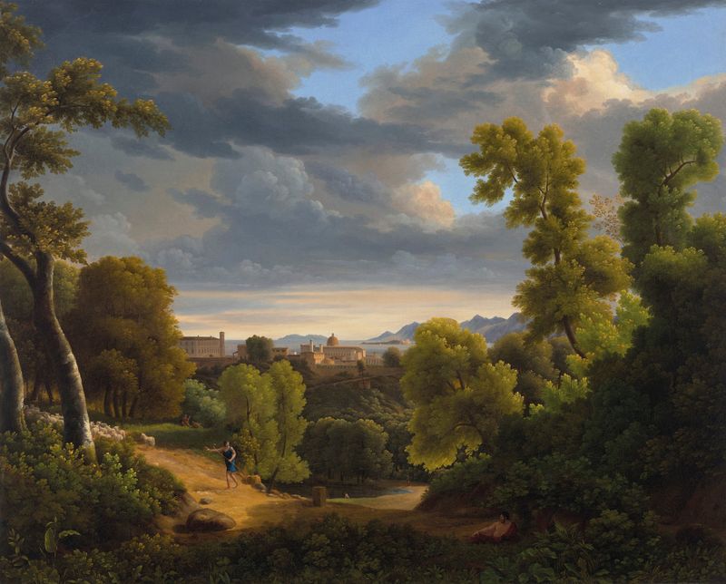 Landscape of Vietri near the sea, oil painting by Jean-Joseph-Xavier Bidauld