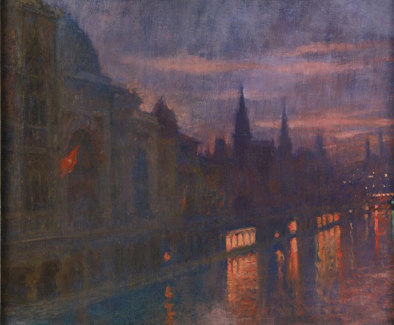 Landscape of the Seine River with clouds, by Lucien Lévy-Dhurmer, medium unknown