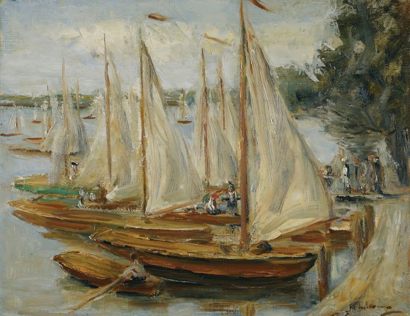 Sailing boats on Wannsee Lake, oil painting by Max Liebermann