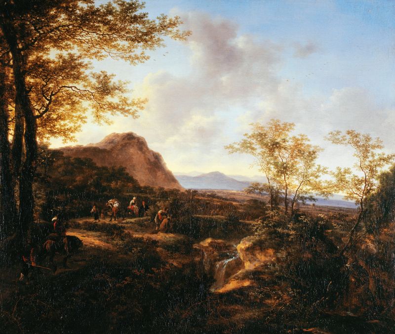 Paisaje con viajeros, óleo sobre lienzo de Jan Both