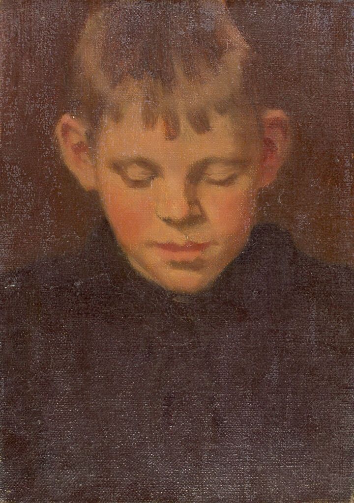 Retrato de um jovem em um suéter preto, óleo sobre tela de Denman Waldo Ross