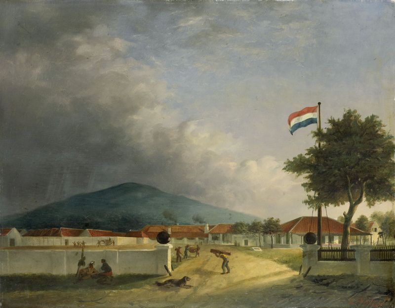 The Kedawong Sugar Factory near Pasuruan, Java, by H.Th. Hesselaar, oil painting