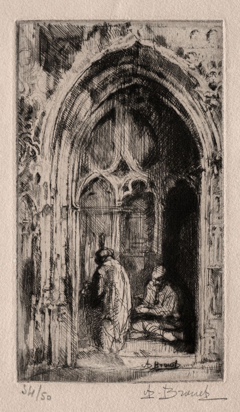 Gothic Doorway by Auguste Brouet, featuring intricate patterns and shadows.