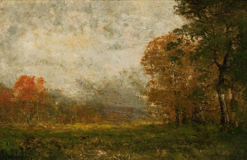 Autumn Landscape by Julian Onderdonk, impressionism, depicting a tranquil scene with golden leaves.