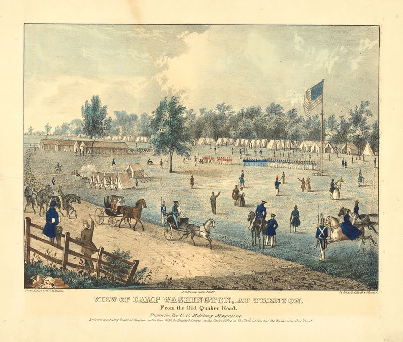 Pintura de paisagem a óleo de William Massey Huddy representando Camp Washington em 1839