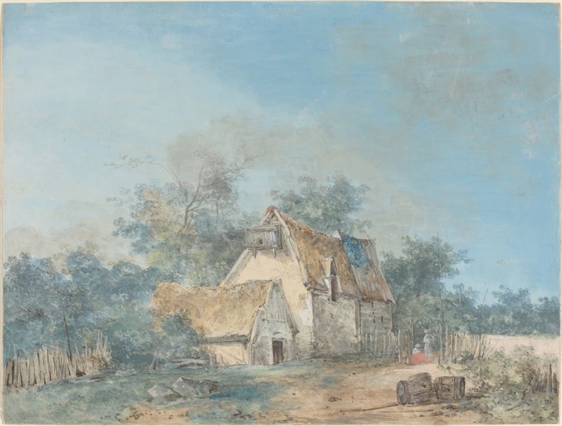 Landscape de Louis Gabriel Moreau, pintura al óleo que representa un río y naturaleza vibrante.