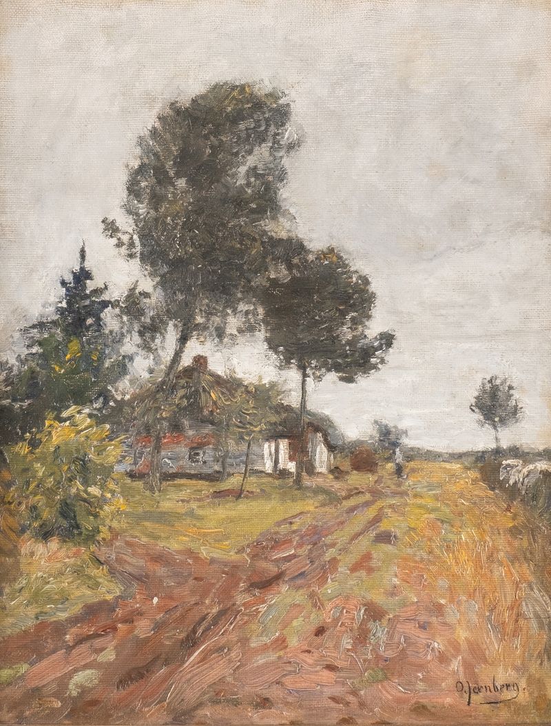 Cottage by the Wayside, oil painting by August Jernberg
