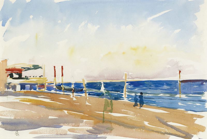 Marine scene of the lagoon of Venice by Giovanni Giacometti, Impressionism