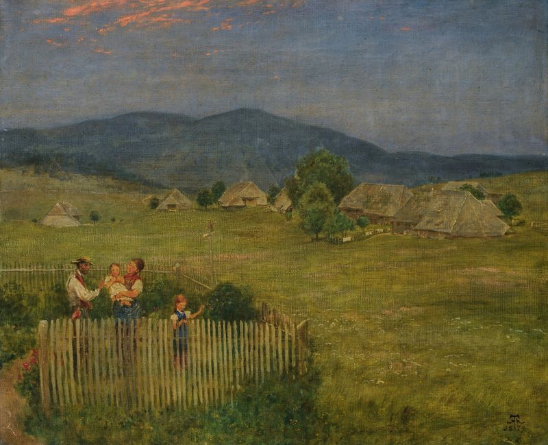 Cena botânica com flores em um jardim de Hans Thoma, pintura a óleo, 1879