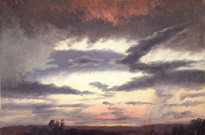 Cloud Study by Knud Baade, oil painting depicting swirling clouds in a luminous sky