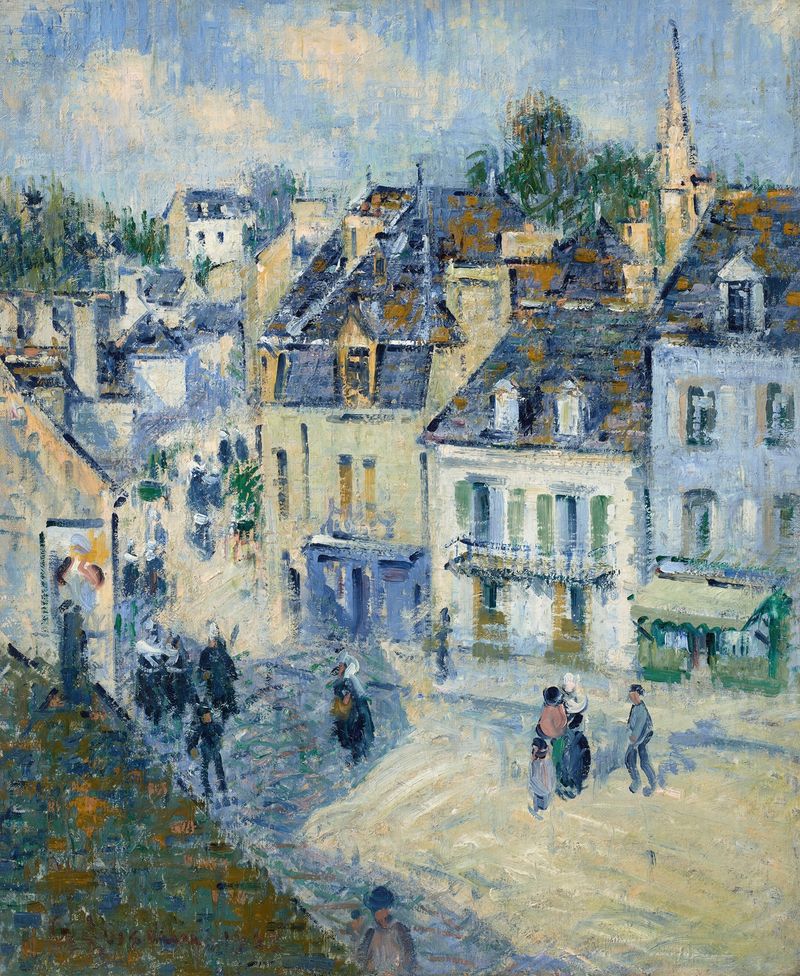 Pont-Aven de Gustave Loiseau, óleo sobre tela que retrata um rio e árvores.
