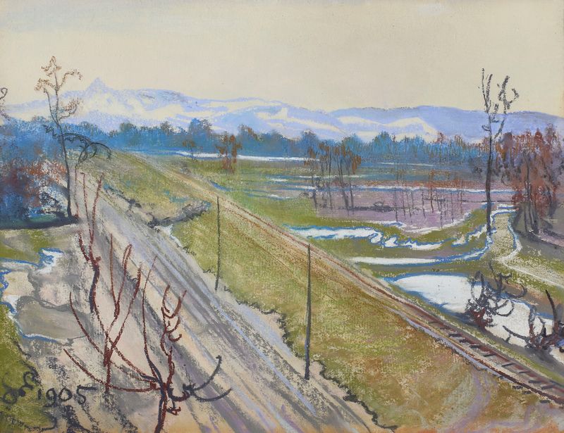 Landscape view from the artist's studio, oil painting by Stanisław Wyspiański
