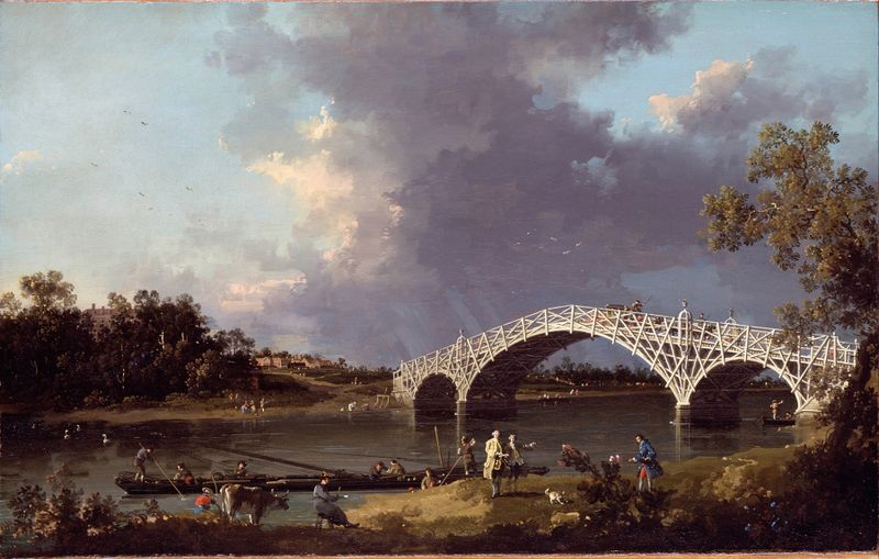 A view of Walton Bridge, oil on canvas by Canaletto