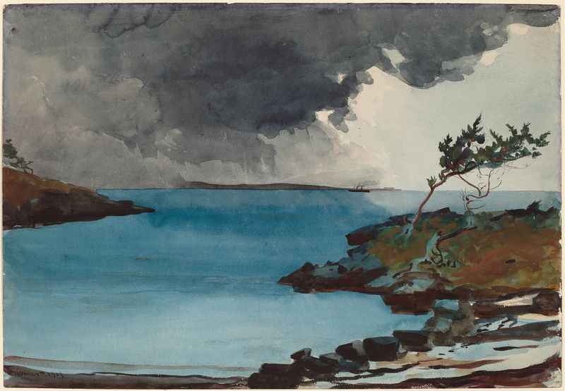 The Coming Storm de Winslow Homer, óleo sobre tela representando nuvens escuras e jogo de luz