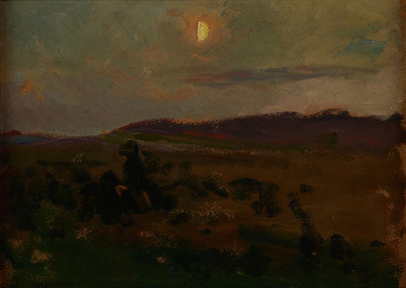 Moonrise by Jan Stanisławski, oil painting depicting moonlight over water.