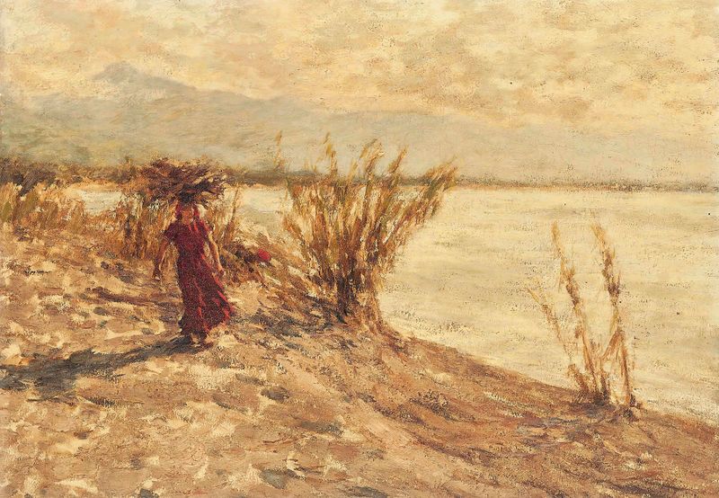 Windswept Walk, Carrara Mountains, Italy by Henry Herbert La Thangue, impressionism
