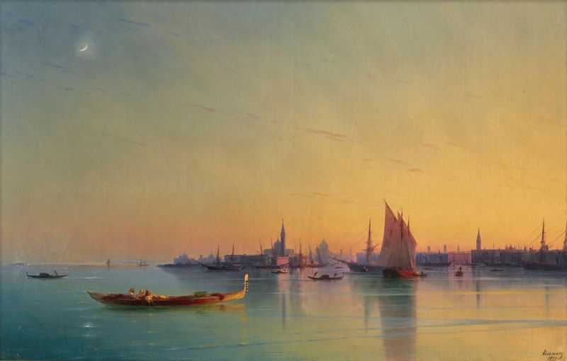 Veneza ao pôr do sol, óleo sobre tela de Ivan Konstantinovich Aivazovsky