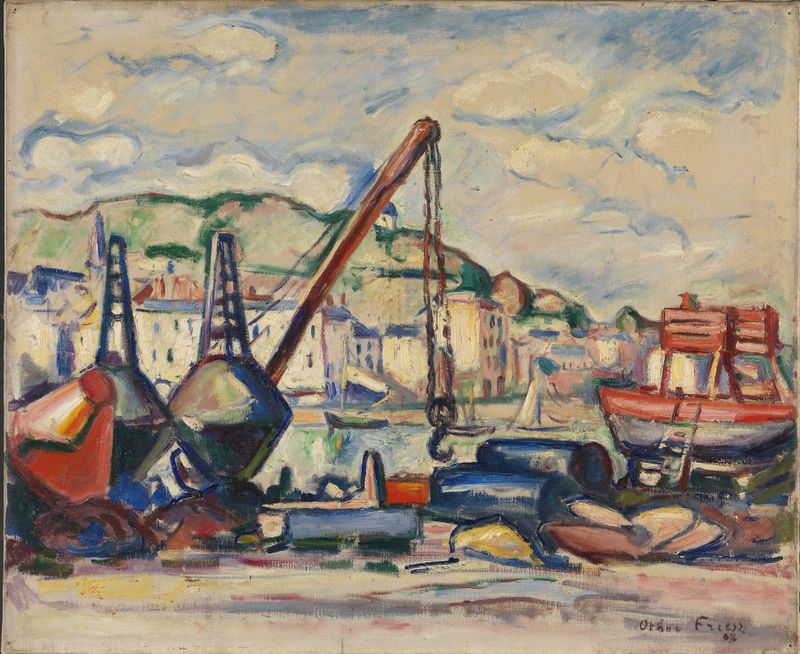 The Harbour in Honfleur by Emile Othon Friesz, impressionism, depicting boats and water