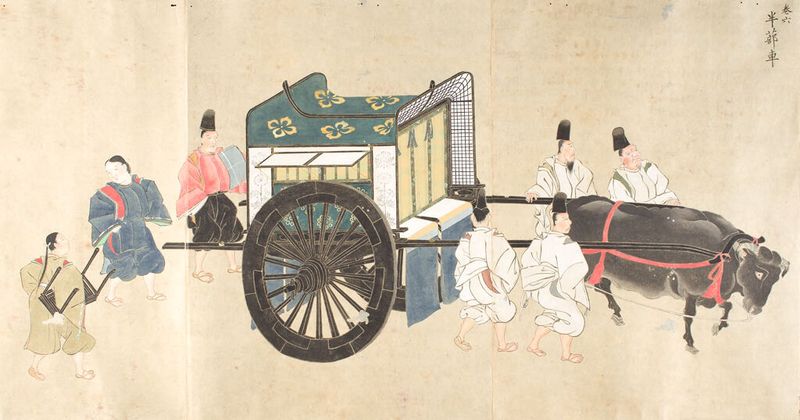 Estudo Preliminar de Veículos e Palanquins de Matsudaira Sadanobu, meio papel