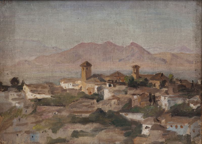 Paisaje de Granada por Jan Ciągliński, óleo sobre lienzo
