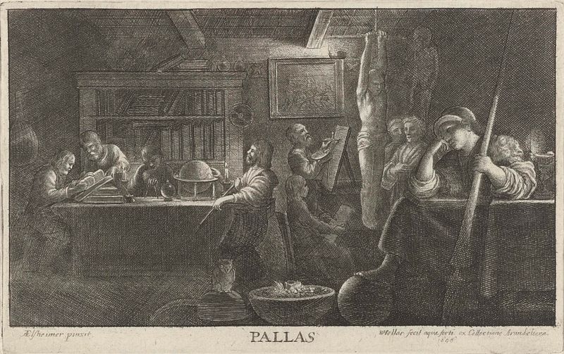Minerva con armadura, grabado de Wenceslaus Hollar