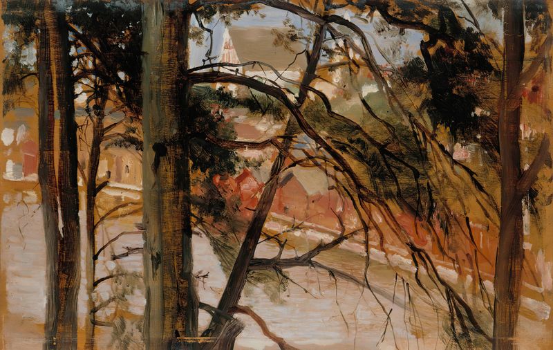 Study for Porvoo from Näsinmäki Hill de Albert Edelfelt, óleo, paisaje