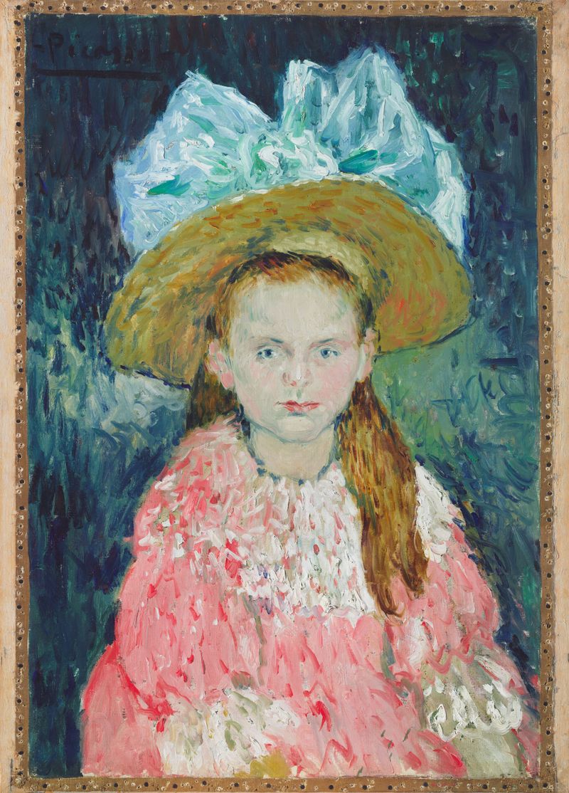 Portrait of a girl with a large hat, oil on canvas by Pablo Ruiz Picasso