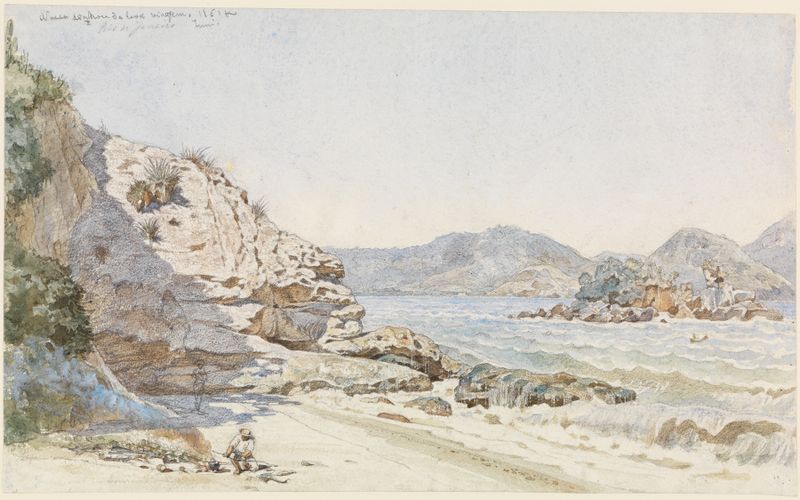 Marine scene depicting water and sky, oil painting by Ferdinand Keller, 1861