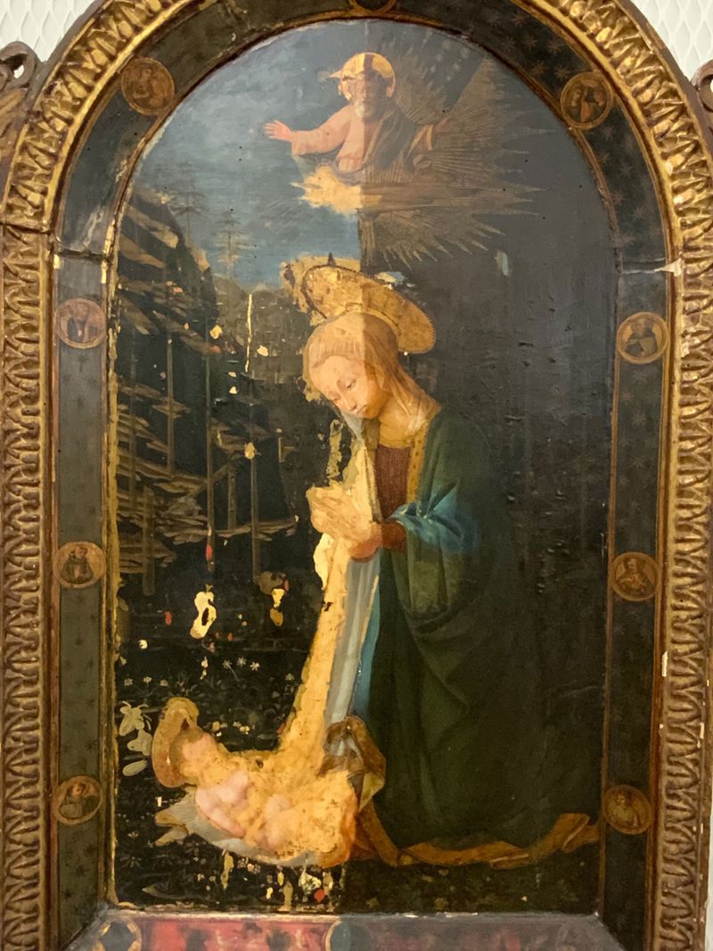 Virgin Adoring the Child, tempera on panel by Pseudo Pier Francesco Fiorentino