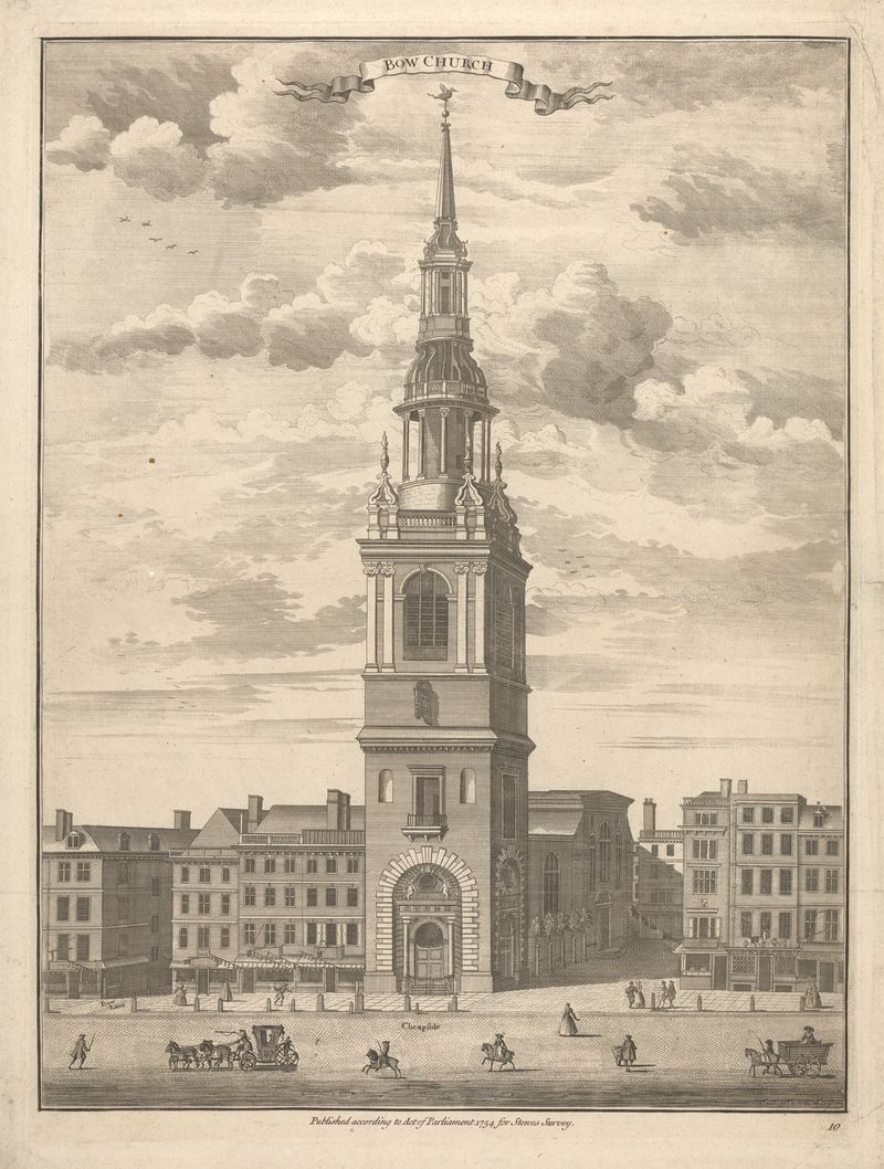 Gothic architecture of Bow Church by Sutton Nicholls, unknown medium