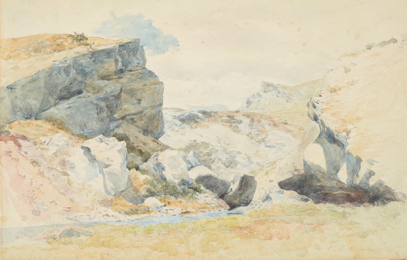 Junction of Thomas and Porter Rivers by James Crowe Richmond, oil on canvas depicting a serene landscape with a sunset.