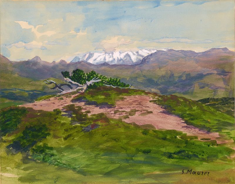Serafin Maurer oil painting of a serene landscape with mountains and a winding path