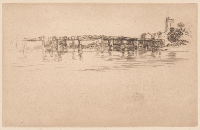 Pintura a óleo de James Abbott McNeill Whistler com árvores e tons suaves