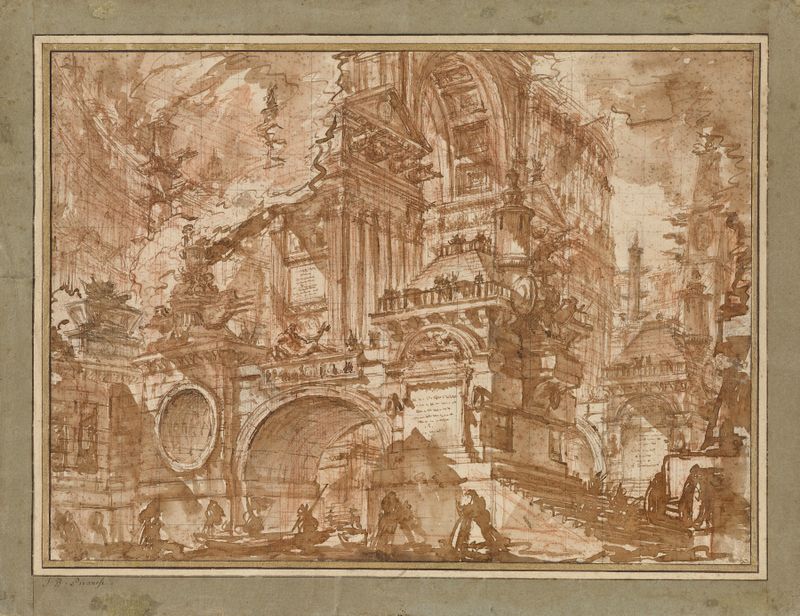 Etching of An Ancient Port by Giovanni Battista Piranesi