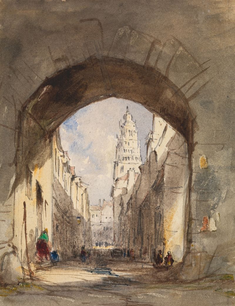 Cena de rua em Calais de John Scarlett Davis, meio desconhecido