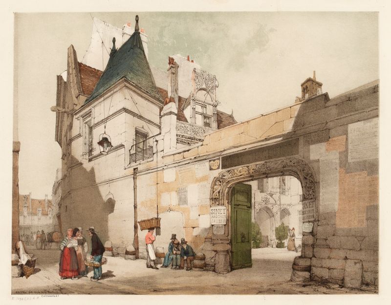 Watercolor by Thomas Shotter Boys depicting Hôtel de Cluny in Paris