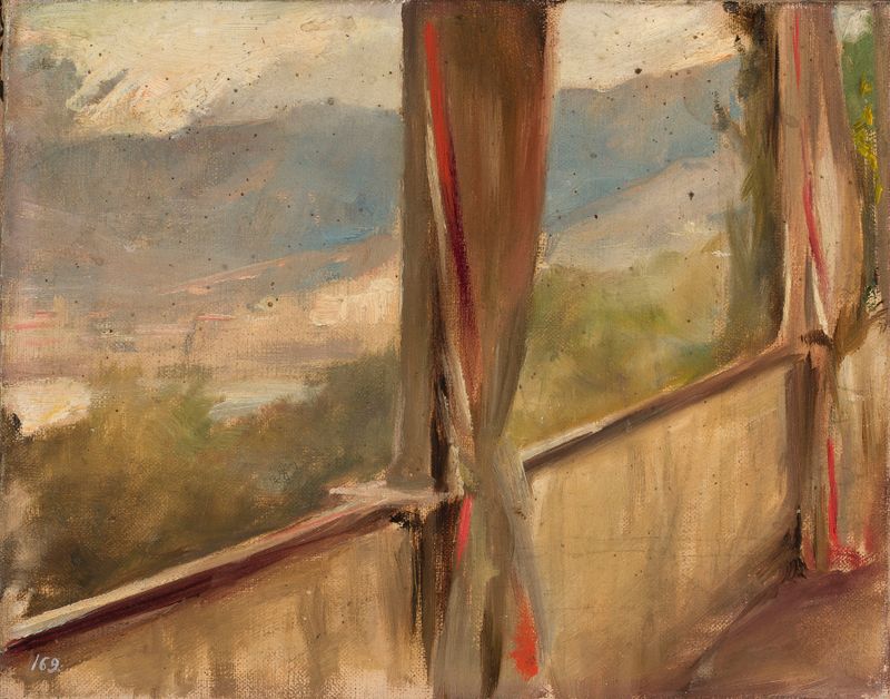 Paisaje de Crimea con colinas y follaje, pintura al óleo de Jan Ciągliński