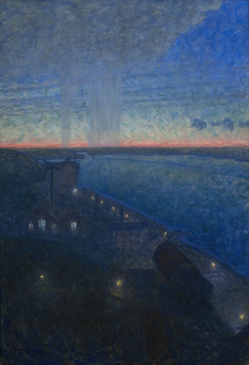 Söder Mälarstrand by Eugène Jansson, oil painting depicting a serene waterfront under a vast sky.
