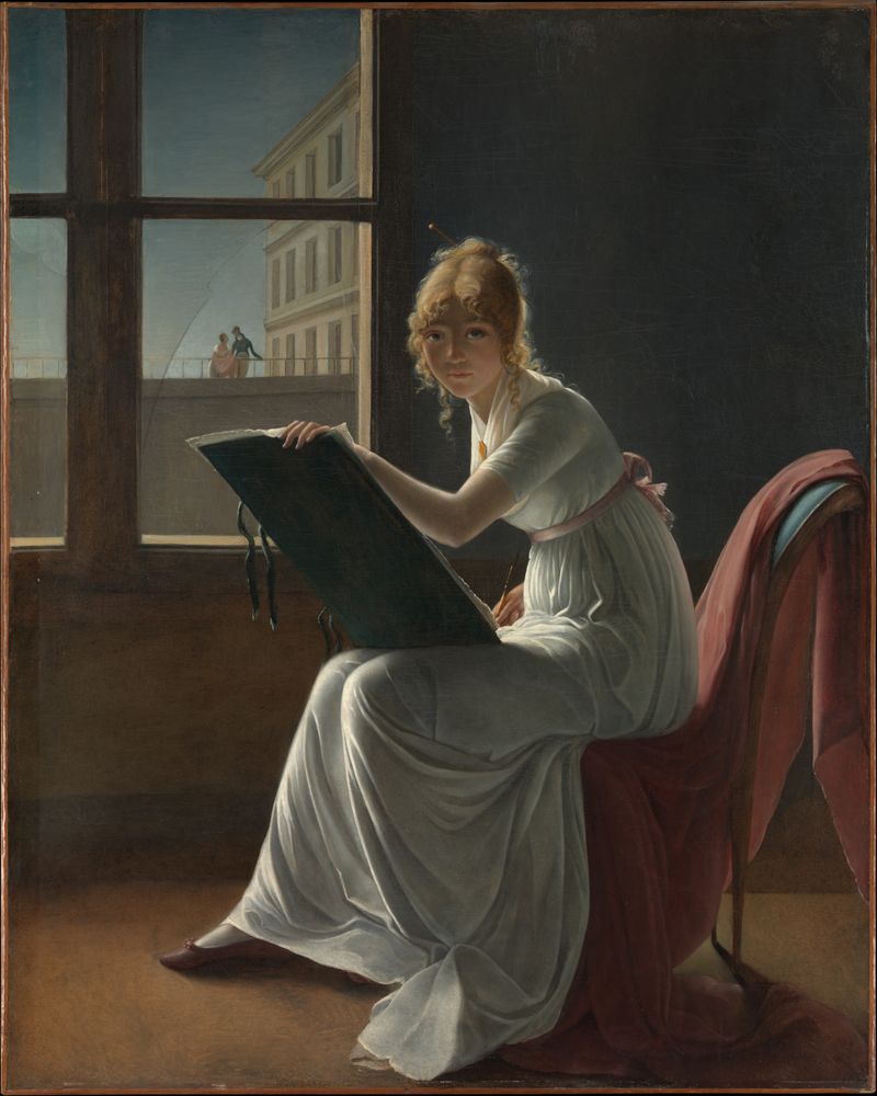 Retrato de Marie Joséphine Charlotte du Val d'Ognes, óleo sobre tela de Marie Denise Villers