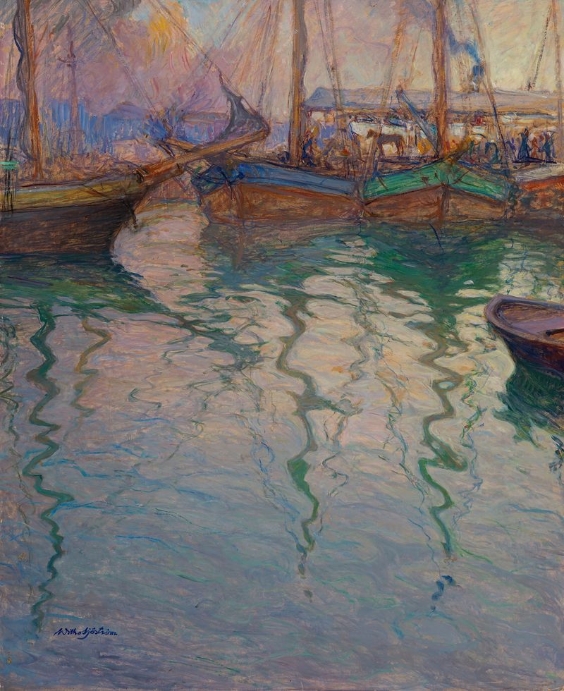 Sörnäinen de Wilho Sjöström, impresionismo, paisaje con agua y horizonte