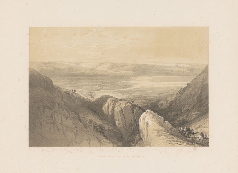 Landscape with figures descending a valley, oil painting by François Stroobant