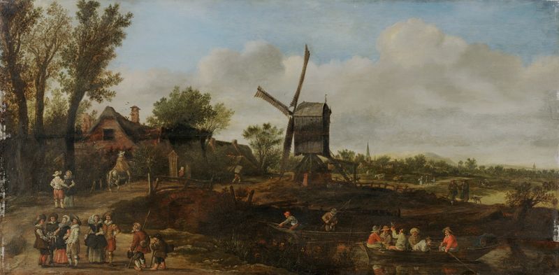 Dutch Landscape by Jan van Goyen, oil on canvas depicting golden light over tranquil waters.