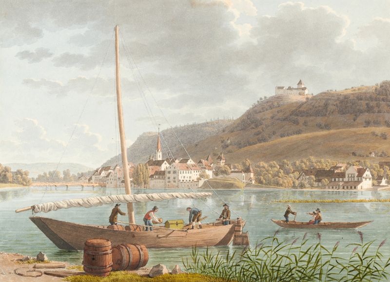 Paisaje de Stein am Rhein de Johann Jakob Biedermann, medio desconocido