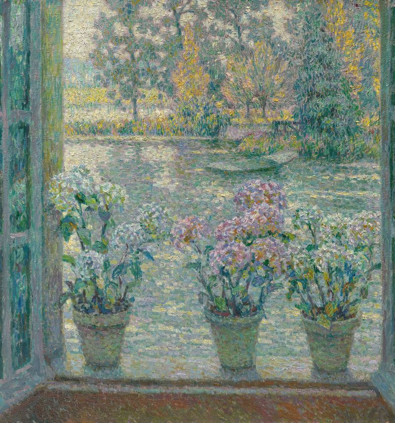 Hortensias en enfoque suave, pintura al óleo de Henri Le Sidaner