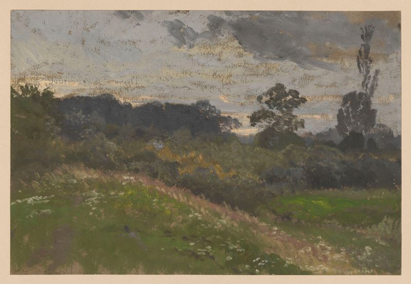 Prado en flor cerca de Jelcz de Adolf Dressler, óleo sobre lienzo que muestra flores silvestres vibrantes y luz.