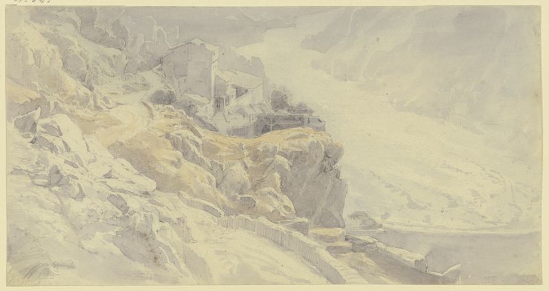Landscape depicting hills and a river by Peter Burnitz, medium unknown.
