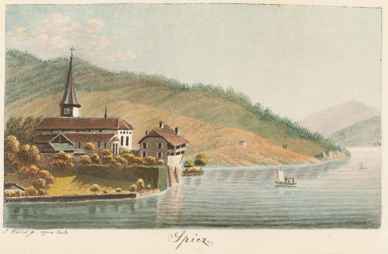 Paisagem de Spiez por Jakob Samuel Weibel, meio desconhecido
