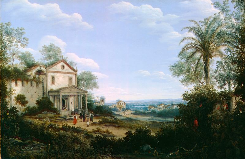 Vista da Igreja Jesuíta em Olinda, Brasil, pintura a óleo de Frans Post